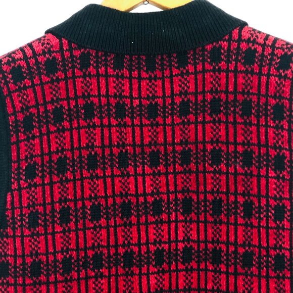 NEW Woolrich Women’s Cardigan Vest Sz Large Full Zip Plaid Daisies Ruby Red NWT - Picture 7 of 10